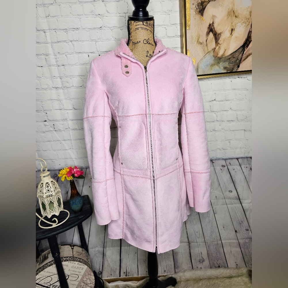 🌟Host Pick🌟Bebe Y2K suede pink zip up jacket/coat